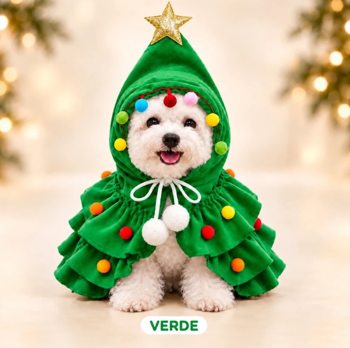 Disfraz de Árbol de Navidad para Perros – Suave y Ajustable