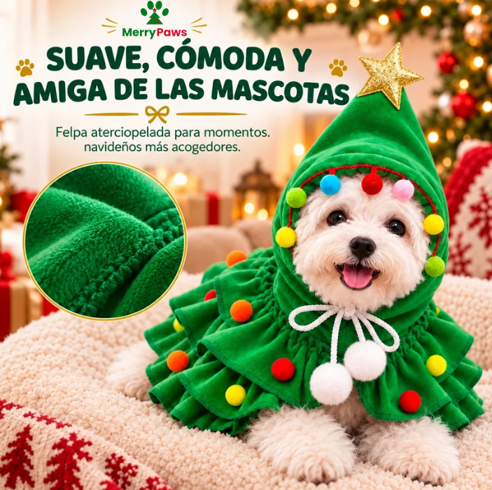 Disfraz de Árbol de Navidad para Perros – Suave y Ajustable